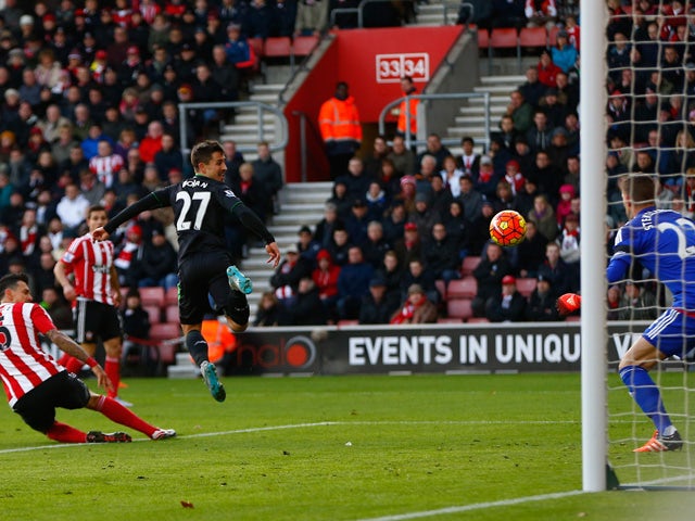 Bojan Krkic of Stoke City scores his team's first goal during the Barclays Premier League match between Southampton and Stoke City at St Mary's Stadium on November 21, 2015