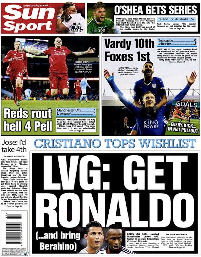 The Sun back page for November 22, 2015