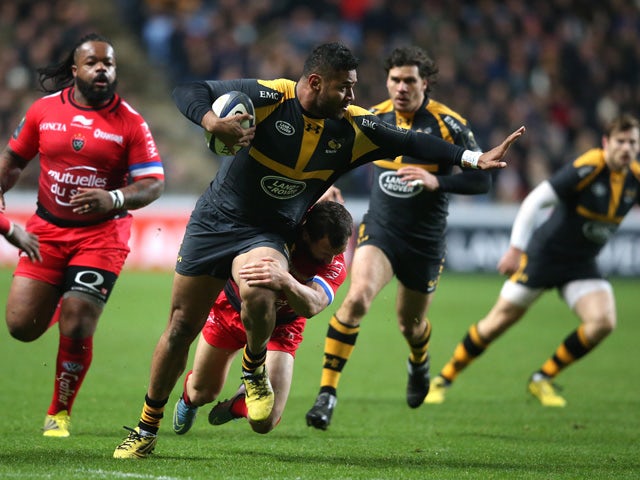 Frank Halai of Wasps breaks with the ball during the European Rugby Champions Cup match between Wasps and Toulon at the Ricoh Arena on November 22, 2015
