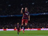 Barcelona's Uruguayan forward Luis Suarez celebrates after scoring during the UEFA Champions League Group E football match FC Barcelona vs AS Roma at the Camp Nou stadium in Barcelona on November 24, 2015