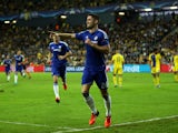 Gary Cahill of Chelsea celebrates scoring the opening goal during the UEFA Champions League Group G match between Maccabi Tel-Aviv FC and Chelsea FC at Sammy Ofer Stadium on November 24, 2015