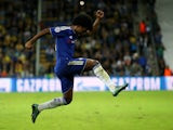 Willian of Chelsea celebrates scoring his teams second goal during the UEFA Champions League Group G match between Maccabi Tel-Aviv FC and Chelsea FC at Sammy Ofer Stadium on November 24, 2015 