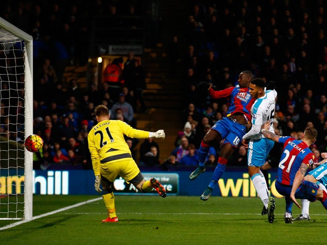 Yannick Bolasie (2nd L) of Crystal Palace scores his team's fourth goal during the Barclays Premier League match between Crystal Palace and Newcastle United at Selhurst Park on November 28, 2015
