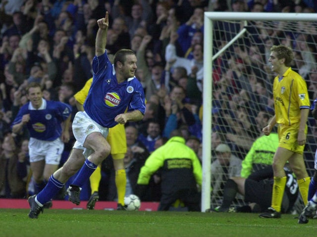 Gerry Taggart of Leicester celebrates after scoring the third goal during the FA Carling Premiership match between Leicester City and Leeds United at Filbert St, Leicester on December 2, 2000