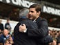 Jose Mourinho and Mauricio Pochettino embrace prior to the game between Spurs and Chelsea on November 29, 2015