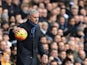 Chelsea boss Jose Mourinho handles the ball on November 29, 2015