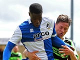 Nathan Blissett of Bristol holds off pressure from James Jennings of Forest Green during the Vanarama Football Conference League Play Off Semi Final Second Leg between Bristol Rovers and Forest Green Rovers at Memorial Stadium on May 3, 2015 in Bristol, E