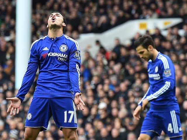 Pedro reacts to a missed shot during the game between Chelsea and Spurs on November 29, 2015