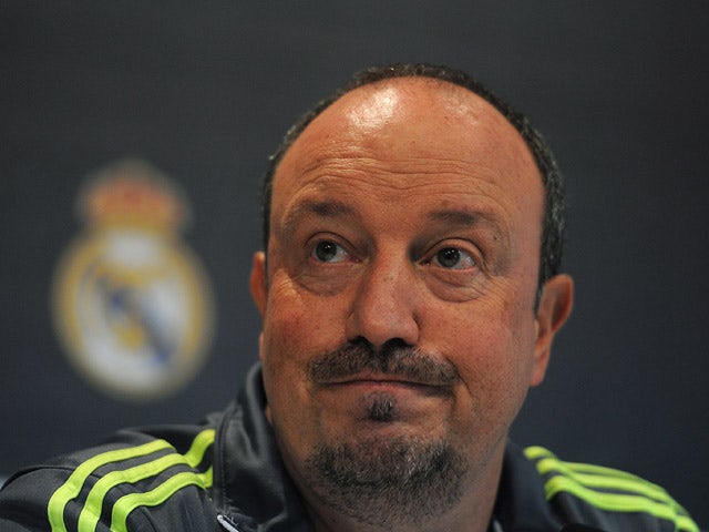 Real Madrid manager Rafa Benitez holds a press conference after the Real Madrid training session ahead of the La Liga match between Real Madrid and Barcelona at Valdebebas training ground on November 20, 2015