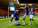 Gerard Deulofeu of Everton celebrates his goal during the Capital One Cup Quarter Final match between Middlesbrough v Everton at The Riverside Stadium on December 01, 2015 in Middlesbrough, England.