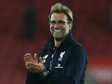 Jurgen Klopp manager of Liverpool celebrats victory after during the Capital One Cup quarter final match between Southampton and Liverpool at St Mary's Stadium on December 2, 2015 in Southampton, England.