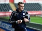 Leicester striker Jamie Vardy arrives off the bus before the Barclays Premier League match between Swansea City and Leicester City at Liberty Stadium on December 5, 2015