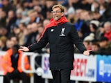 Jurgen Klopp manager of Liverpool gestures during the Barclays Premier League match between Newcastle United and Liverpool at St James' Park on December 6, 2015