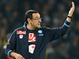 Napoli's coach Maurizio Sarri gestures during the Serie A match between SSC Napoli and FC Internazionale Milano at Stadio San Paolo on November 30, 2015 in Naples, Italy.
