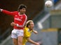 Paul Miller (left) of Charlton Athletic and Andy Gray of Aston Villa jump for the ball during a match at The Valley in London. Charlton Athletic won the match 3-0. 