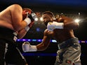 Dereck Chisora (silver) on his way to beating Jakov Gospic (black) in a Heavyweight Contest during the Matchroom Boxing promotion 'Bad Intentions' at The O2 Arena on December 12, 2015 in London, England. 