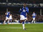 Romelu Lukaku of Everton celebrates scoring the equalising goal during the Barclays Premier League match between Everton and Crystal Palace at Goodison Park on December 7, 2015