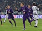 Josip Ilicic of ACF Fiorentina celebrates the opening goal from the penalty spot during the Serie A match betweeen Juventus FC and ACF Fiorentina at Juventus Arena on December 13, 2015