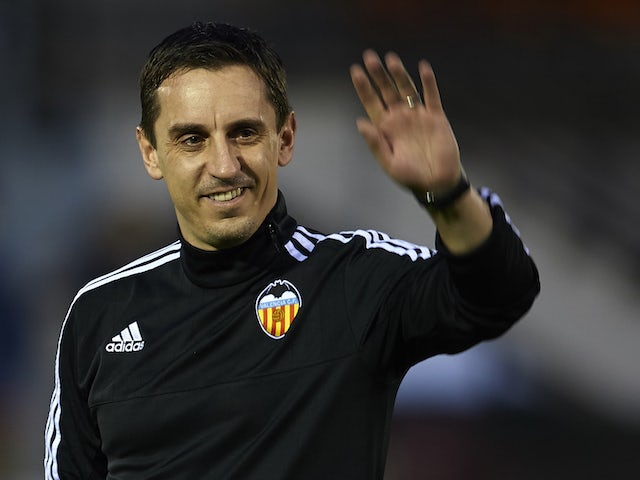 New Valencia head coach Gary Neville during a training session on December 7, 2015