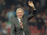 Former England international footballer Gordon Banks waves to the fans ahead of the English League Cup fourth round football match between Stoke City and Chelsea at the Britannia Stadium in Stoke-on-Trent, central England on October 27, 2015.