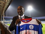 New Queens Park Rangers manager Jimmy Floyd Hasselbaink at Loftus Road on December 7, 2015