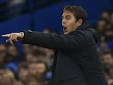 Porto's Spanish coach Julen Lopetegui gestures from the touchline during the UEFA Champions League Group G football match between Chelsea and Porto at Stamford Bridge in London on December 9, 2015.