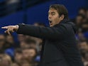 Porto's Spanish coach Julen Lopetegui gestures from the touchline during the UEFA Champions League Group G football match between Chelsea and Porto at Stamford Bridge in London on December 9, 2015.