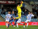 Guillermo Rulli of Real Sociedad de Futbo catches the ball during the La Liga match between Getafe CF and Real Sociedad de Futbol at Coliseum Alfonso Perez stadium on December 11, 2015
