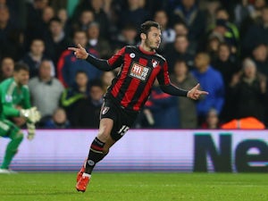 Adam Smith celebrates scoring for Bournemouth against West Brom on December 19, 2015