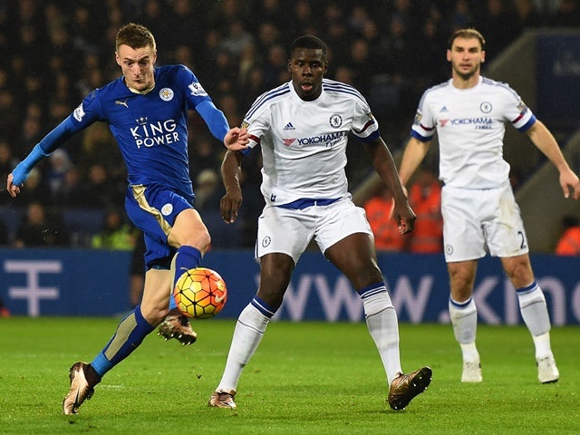 Leicester City's Jamie Vardy scores his 15th goal of the season against Chelsea on December 14, 2015.