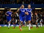 Diego Costa celebrates scoring Chelsea's first against Watford on December 26, 2015