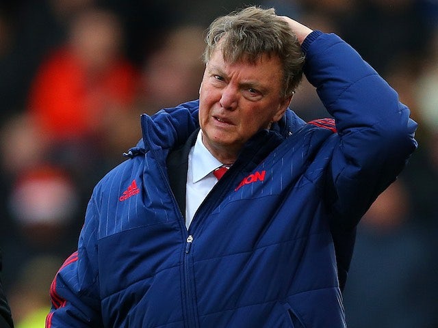 Louis van Gaal looks upset as he emerges for the second half of Manchester United's game at Stoke City on December 26, 2015