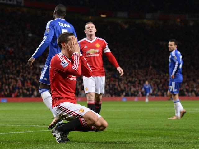 Ander Hererra reacts to a missed chance during the game between Manchester United and Chelsea on December 28, 2015