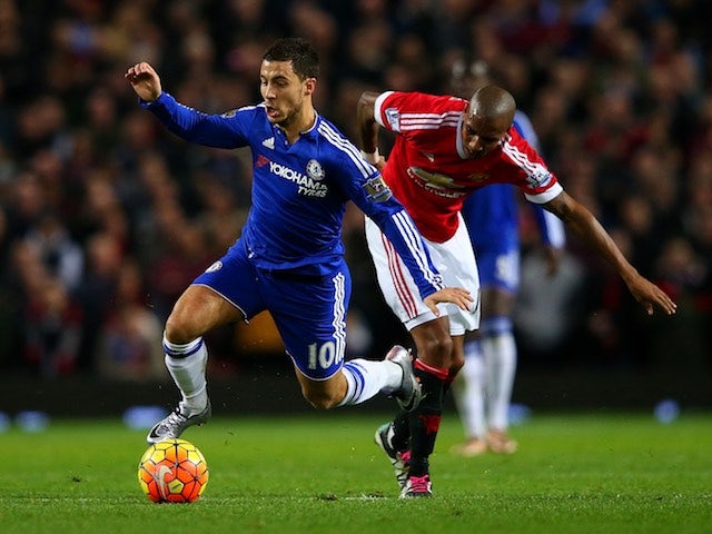 Eden Hazard and Ashley Young during the game between Manchester United and Chelsea on December 28, 2015