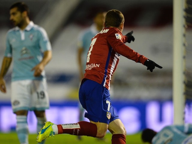 Antoine Griezmann celebrates during the game between Celta Vigo and Atletico Madrid on January 10, 2016