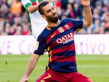 Arda Turan in action during the game between Barcelona and Granada on January 9, 2016