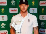 Ben 'Super' Stokes receives his man of the match award at the end of the second Test between South Africa and England on January 6, 2016
