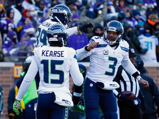 Doug Baldwin celebrates scoring a touchdown during the wildcard game between Seattle Seahawks and Minnesota Vikings on January 10, 2016