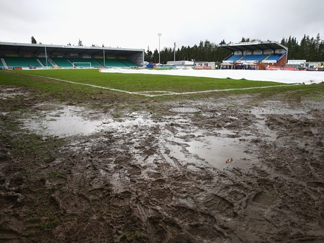 A muddy Silverlake Stadium prior to the FA Cup third-round match between Eastleigh and Bolton Wanderers on January 9, 2016