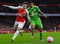 Hector Bellerin and Patrick Van Aanholt in action during the FA Cup game between Arsenal and Sunderland on January 9, 2016