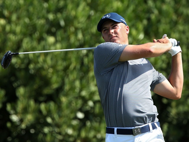 Jordan Spieth plays his shot from the first tee during round two of the Hyundai Tournament of Champions on January 8, 2016