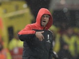 Jurgen 'Klippety' Klopp shouts orders during the League Cup semi-final between Stoke and Liverpool on January 5, 2016