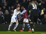 Jamie 'Rocky Balboa' Vardy gets physical with Leandro Bacuna during the game between Aston Villa and Leicester on January 16, 2016