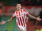 Joselu celebrates scoring during the game between Stoke and Norwich on January 13, 2016
