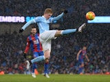 Kevin de Bruyne demonstrates his athletic prowess during the game between Man City and Crystal Palace on January 16, 2016