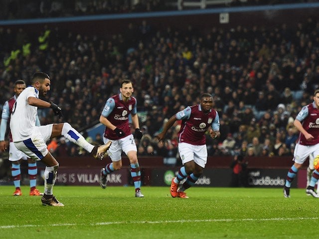 Riyad Mahrez misses a penalty during the game between Aston Villa and Leicester on January 16, 2016