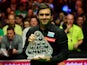 Ronnie O'Sullivan poses with the Masters trophy on January 17, 2016