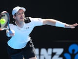 Andy Murray in action against Sam Groth of Australia during day four of the 2016 Australian Open at Melbourne Park on January 21, 2016