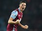 Ciaran Clark celebrates scoring during the FA Cup game between Aston Villa and Wycombe Wanderers on January 19, 2016