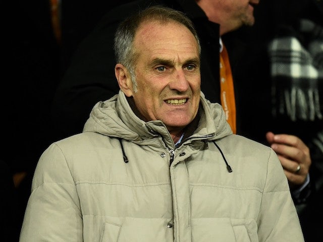 Francesco Guidolin watches from the stands during the game between Swansea and Watford on January 18, 2016